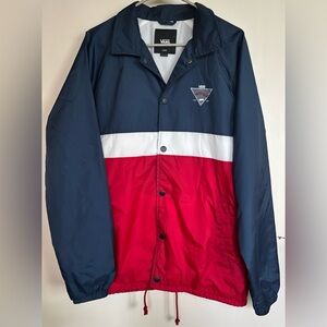 VANS X Skateboard Coach
Windbreaker Jacket Red White and Blue Men Size Large